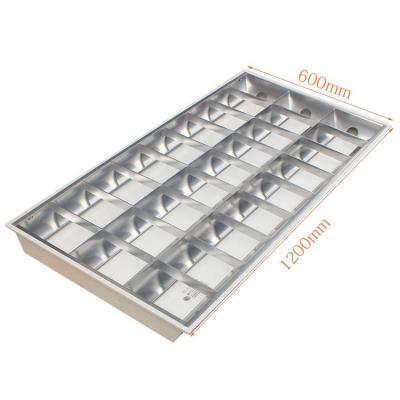 China Surface mounted 0.3mm thickness steel iron gridsplate aluminum canopy T8 grill ceiling 3*18W led grill light fixture for sale