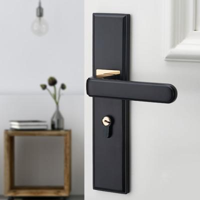 China Bedroom Good Price Minimalist Nordic Indoor Room Furniture Handles Lock Wooden Split Door Handles Lock with Key for sale