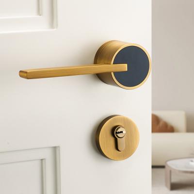 China Bedroom and bathroom High Quality Zinc Alloy Split Pattern Design Indoor Magnetic Attraction Mute Wooden Door Lock for sale