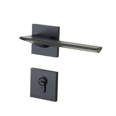 China Aluminum alloy MuWei Latest Zinc Alloy Luxury Wooden Security Mortise Main Door Handle Design Modern black Lever Door Handle And Lock for sale