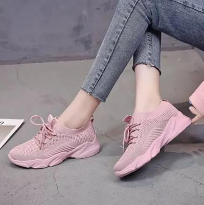 China Fashion Trend RTS Spring Spring Summer Fly Weave Rib Mouth Style Women Casual Sports Shoes Flat Walking Sneakers for sale