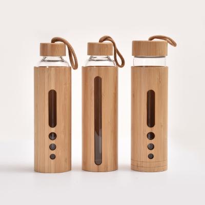 China Sustainable 550ML Bamboo Water Bottle Pastoral Style Bamboo Shell Glass Water Bottle New Creative Gift Fashion Bamboo Shell Glass Water Cup for sale