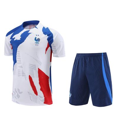 China Breathable Quick-Dry Training France Soccer Jerseys Short Sleeve Set Soccer Sets Last Nation 23-24 Wholesale for sale