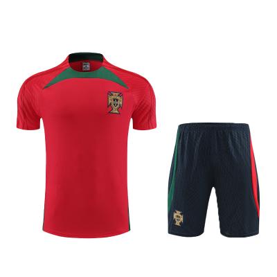 China Sets 2023 Wholesale Nation Team Soccer Training Short Sleeve Set For Men Portugal CR7 Navy Breathable Quick Dry Soccer Jerseys for sale