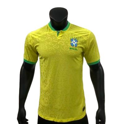 China Shirts & 100% Brazil Soccer Jersey Men's Version Polyester Jacquard High Quality Football Uniform Soccer Top Authentic Player Tank Top for sale