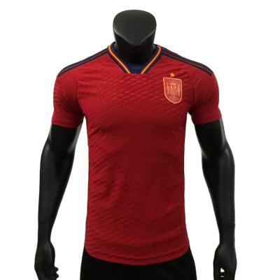 China Shirts & 100% Spain soccer jersey high quality polyester jacquard soccer version tops WORLD CUP uniform player tops for MEN for sale