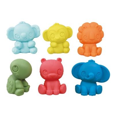 China 6pcs Soft Silicone Baby Toy Hand Grab Exercise Soft Squeeze Rubber Animals for sale