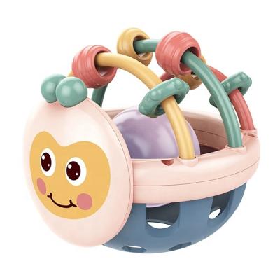 China Plastic Activity Soft Ball Silicone Bell Hand Rattle Baby Animals Bee Rattle Ring For Newborn for sale