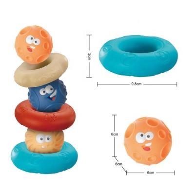 China New Hot Selling Silicone Plastic Silicone Baby Ring And Ball Montessori Bath Toy For Baby Pile for sale