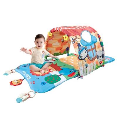 China Educational Toy 4 in 1 Tunnel Play Mat Baby Soft Folding Floor Crawling Gym Mat Without Music for sale