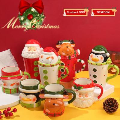 China Viable Character Polymer Clay Promotional Ceramic Mug Christmas Ceramic Coffee Mug for sale