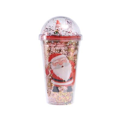 China Sustainable Wholesale Custom Logo 500ml Glitter Eco Friendly Low Price Plastic Water Bottles Christmas Gift for sale