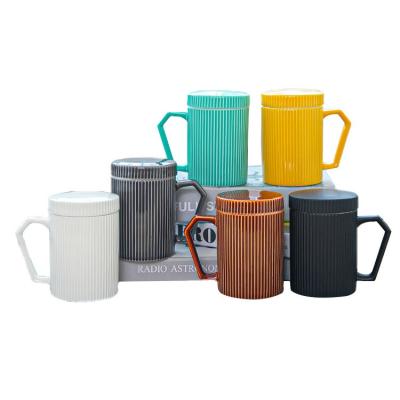 China Hot Selling Disposable Vertical Edged Cup Ceramic Color Glaze Cup Vertical Striped Embossed Custom Color Glazed Ceramic Cup for sale