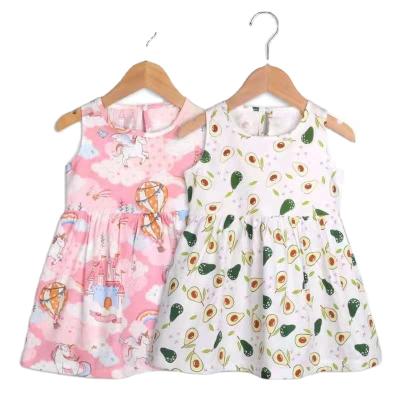 China Anti-wrinkle kids dress flower girl dress summer baby dress new fashion kids ball gown leopard belts denim crocheted half backer 1pcs for sale