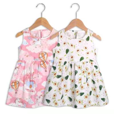 China 2021 Summer Boutique Clothing Floral Print Baby Sleeveless Anti-wrinkle Cotton Customized Dresses For Girls for sale