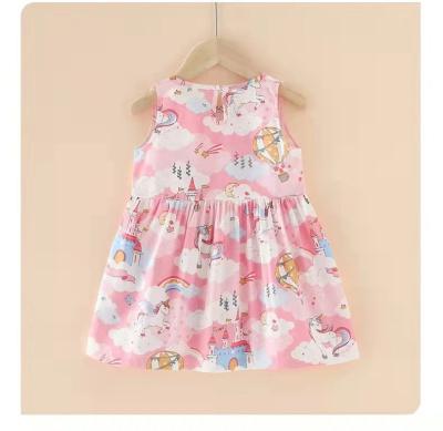 China 2021 Summer Boutique Clothing Baby Floral Print Baby Sleeveless Anti-wrinkle Cotton Kid Sundress Customized Dresses For Girls for sale