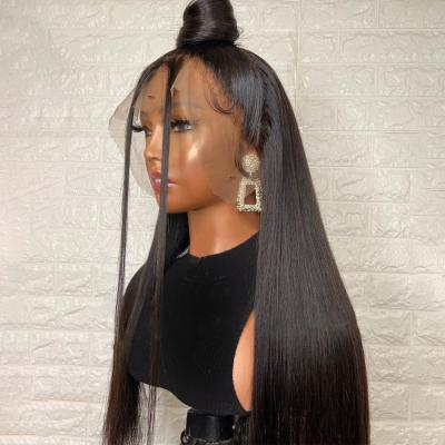 China 100% Unprocessed Virgin Hair French Lace Wigs For Color Women Hd Transparent Lace Front Brazilian Virgin Hair Lace Frontal Front Wigs for sale