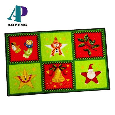 China Custom Christmas Kids Christmas Rug Polyester Mat Latex Rug Rug Washable Non-Slip Outdoor Holiday Rug for sale