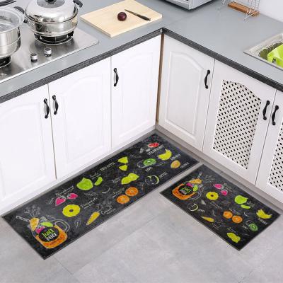 China New Design Washable Fruit Knife and Shiny F Custom Printed Custom Kitchen Mat Polyester Door Mat Kitchen Blanket Set for sale