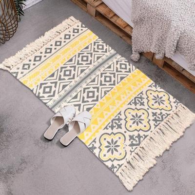 China Cotton Washable Hand & Woven Blanket Boho Rug Striped Plaid Tassels Blankets With Pad Non Slip Machine Washable Blankets Large For Living Room for sale