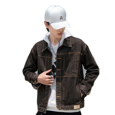 China High Quality Factory Fashion Brown Biker Mens Denim Jacket QUICK DRY for sale