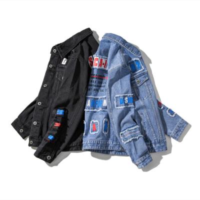 China Hot Sale QUICK DRY patch distressed denim biker jacket man with ripped jeans jacket for sale