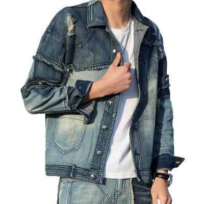 China QUICK DRY Europe and America Wholesale Custom Patchwork Denim Jacket Men Denim Jacket Men Logo Blue Jean Jackets Plain for sale