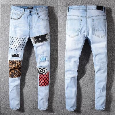 China Latest Viable Mens Skinny Jeans Super Skinny Jeans Men Patchwork Non Ripped Stretch Cargo Denim Pants Customized for sale