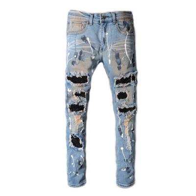 China 2021 Viable Manufacturers Customize Jeans Men, Fashion New Style Jogger Distressed Lattice Pants, Stretch High Men's Jeans for sale