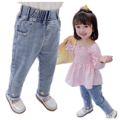 China Color Fade Proof Custom Wholesale Factory Kids Teen Girls Fashion Cute Girls Denim Base Kids Jeans for sale