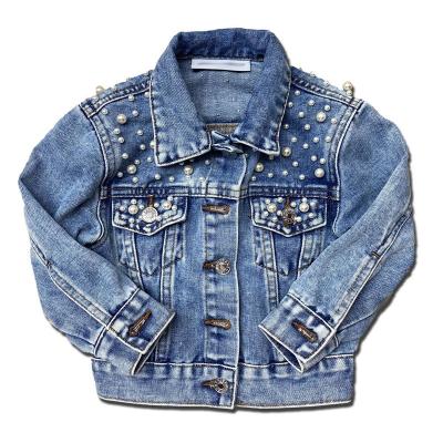 China Wholesale Breathable Denim Jackets Fashionable Stylish Kids Girls Fashion Jeans Jackets With Pearl Denim for sale