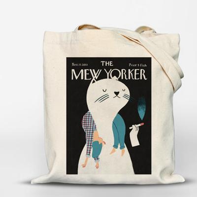 China Cartoon Pattern Woman Store Reusable Custom Cotton Bag Recycled Tote Bag With Pocket Cotton Canvas for sale