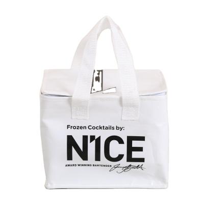 China Eco-Friendly Reusable Picnic Insulation Custom Logo Grocery Packing Nonwoven Shopping Cooler Bag Small With Zipper for sale