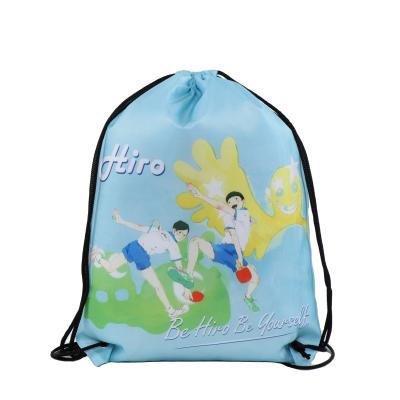 China Wholesale Reusable Reusable Shopping Bag Handled Drawstring Polyester Tote Bag Polyester Drawstring Bag Factory Directly for sale