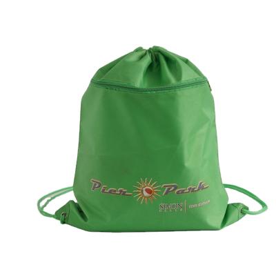 China Eco Friendly Custom Printed Logo Polyester Backpack Drawstring Shopping Bags Eco Friendly With Pocket for sale