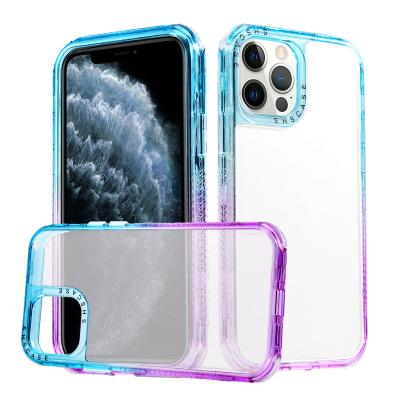 China Clear Shockproof Shockproof Protective Case Fundas Para Celular Improve Grip Gradient Color Design Cover For iPhone For Moto For Samsung for sale