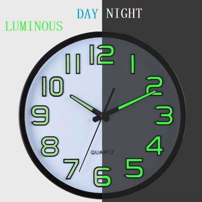 China LUMINOVA Wholesale Modern Luminous 12 Inch Dial Clock Light To Night Clock Wall Clock Home Decoration for sale