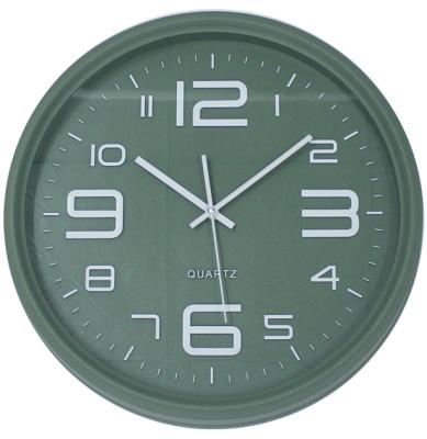 China Modern Minimalist 16 Inch 40cm Background 3D Dial Brown Green White Wall Clock for sale