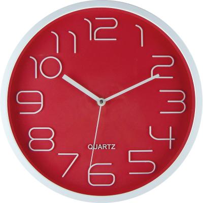 China Red Metal Art Minimalist Wall Clock Round Minimalist Slim Number Time For Office Housing for sale