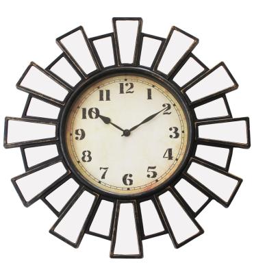 China 23 Inch Minimalist Big Sun Shape Huge Mirror Clock Combination Decoration Synchronize Wall Clock Custom Printing for sale