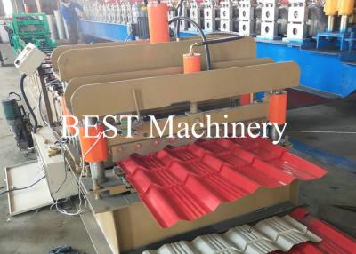 China Color Steel Glazed Tile/Brick Tile/Q Tile Making Machine PLC Control 4-6m/Min Speed for sale