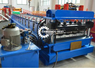 China 0.3-0.8mm Color Steel Glazed Roofing Tile Roll Forming Machine Chain Driven for sale