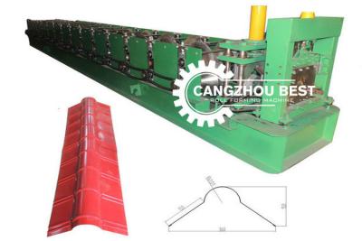 China Material de perfil de aço colorido de aço espessura 0,25-0,6 mm Roofing de aço Ridge Cap Roll Forming Machine à venda