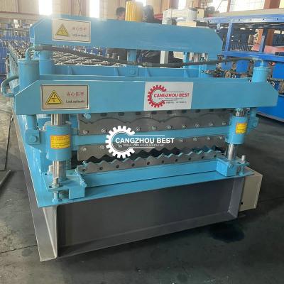 China Galvanized Steel Profile Roman Roof Tile Roll Forming Machine Gearbox Driven for sale