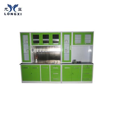 China Modern Durable Steel Green Stained Glass Kitchen Desk Adjustable Metal Cupboard for sale