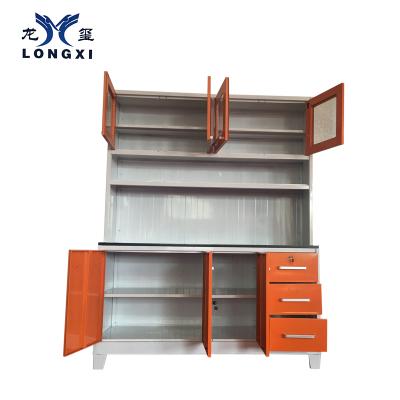 China Modern High Quality Kitchen Metal Steel Orange Glass Clothes Almari Design Cheap Folding Cupboard Cardrobe for sale