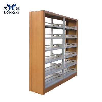 China (Other)Adjustable Liner Knock Down Modern Steel Book Shelves Small Steel Column And Double Side Hot Products Wood Bookcase Shelf for sale