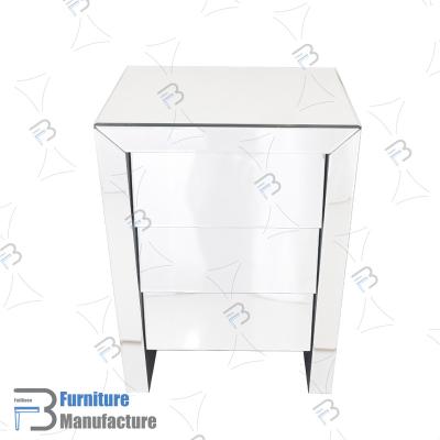 China Mirrored Mirrored Bedroom Furniture Full Drawer Nightstand Single Bedside Table for sale