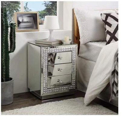 China Single Mirrored Glitter Bedside Table With Drawer For Entry Living Room Bedroom for sale