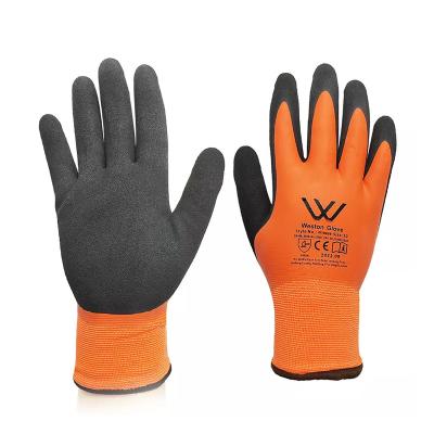 China Anti-smash Weston Multiple Colors Available Powerful Grip Double Lining Coated Winter Thermal Work Industrial Latex Gloves for sale